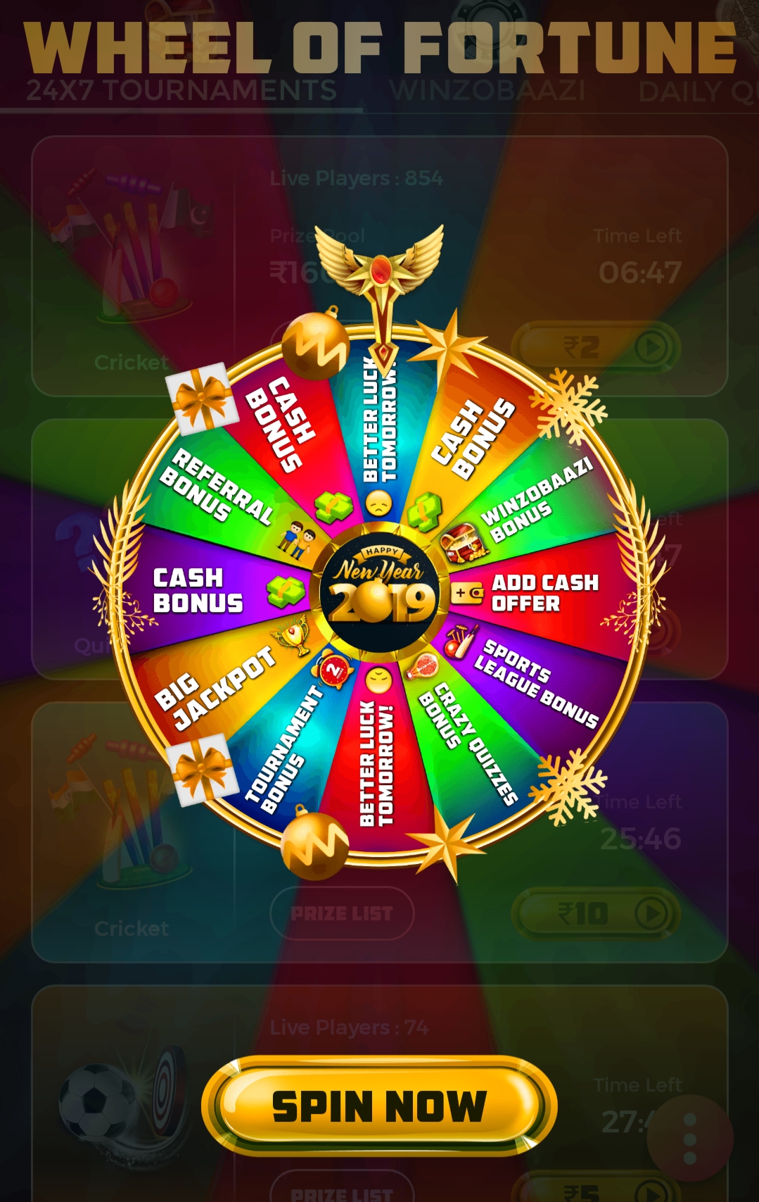 WinZo Gold Spin the wheel